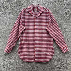 Masons Shirt Mens Medium Red Blue Plaid Long Sleeve Cotton Button Up